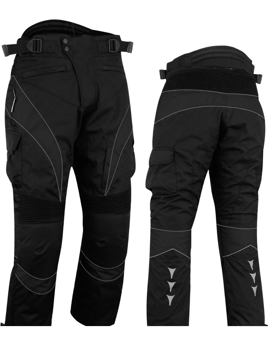 Waterproof Cordura motorcycle trousers with CE armor.