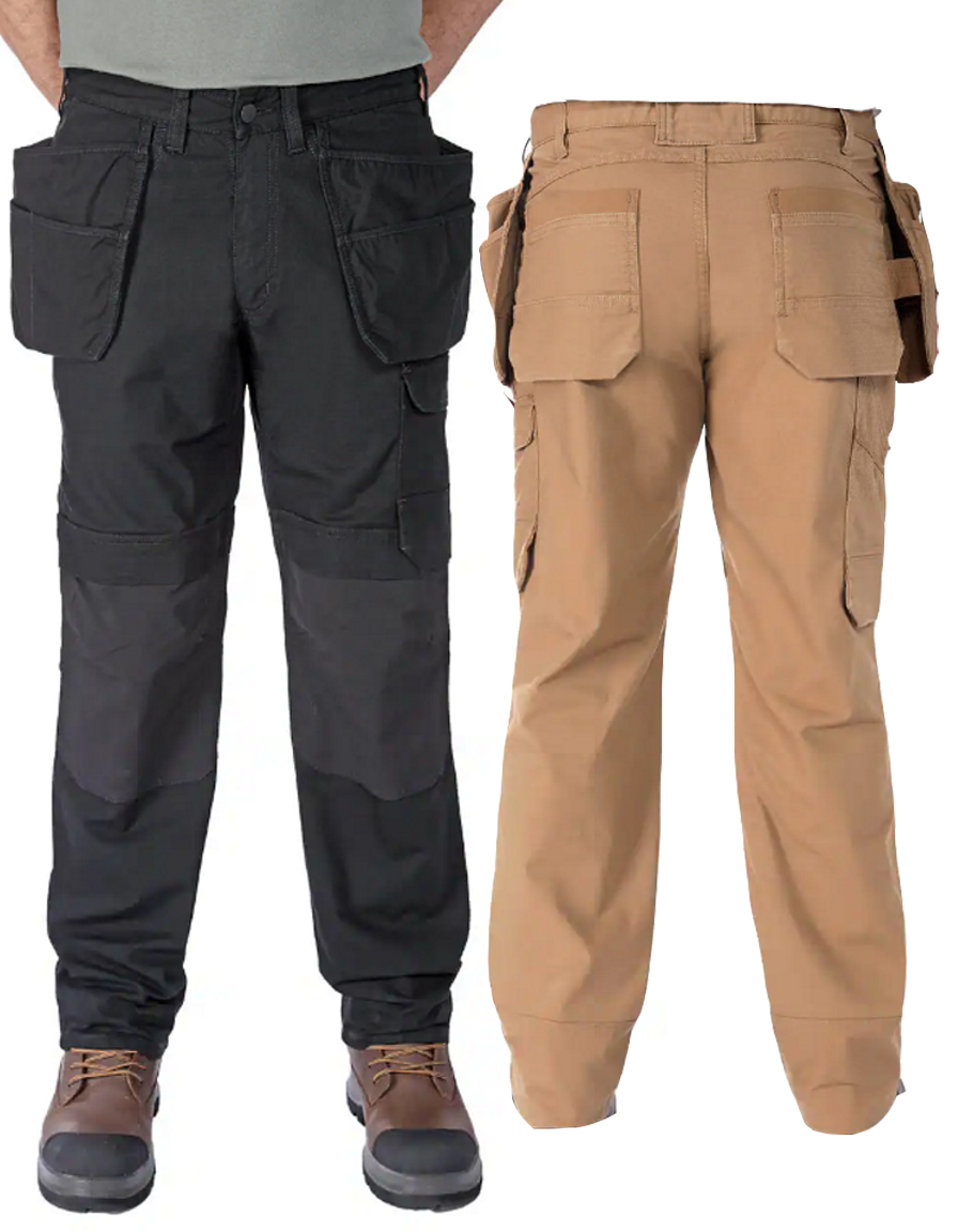 Relaxed straight-fit work trousers with double front cargo design, ripstop fabric and multi-pocket